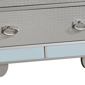 English Elm Elegant Champagne Contemporary Storage Chest 58"H x 32"W x 21"D – No Assembly, Durable Particle Board, Chic Silver Finish Ideal for Modern Home Organization and Décor B078108440