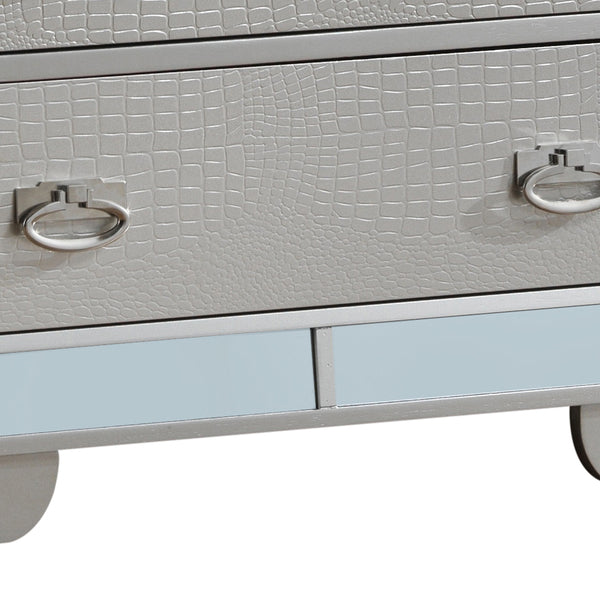 English Elm Elegant Champagne Contemporary Storage Chest 58"H x 32"W x 21"D – No Assembly, Durable Particle Board, Chic Silver Finish Ideal for Modern Home Organization and Décor B078108440