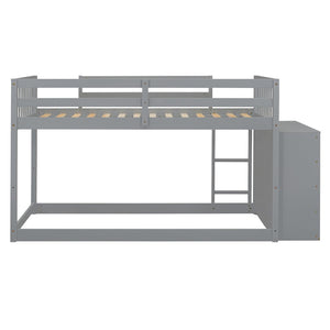 English Elm Twin Over Bunk Bed with Four Storage Drawers Open Shelving Kids Bedroom Gray LT000167AAE-1