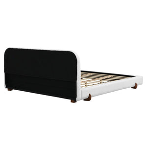 English Elm Unique White Upholstered King Bed Rubberwood Legs Sculpted Panels Modern Bedroom N769K460510W