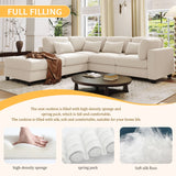 English Elm 5 Pieces L Shaped Sofa With Removable Ottomans and Comfortable Waist Pillows