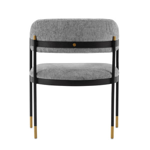 English Elm Lia Metal Chenille Armchair with Brushed Gold Accents, Floating Back Design, Luxurious Comfort Grey B365P397747
