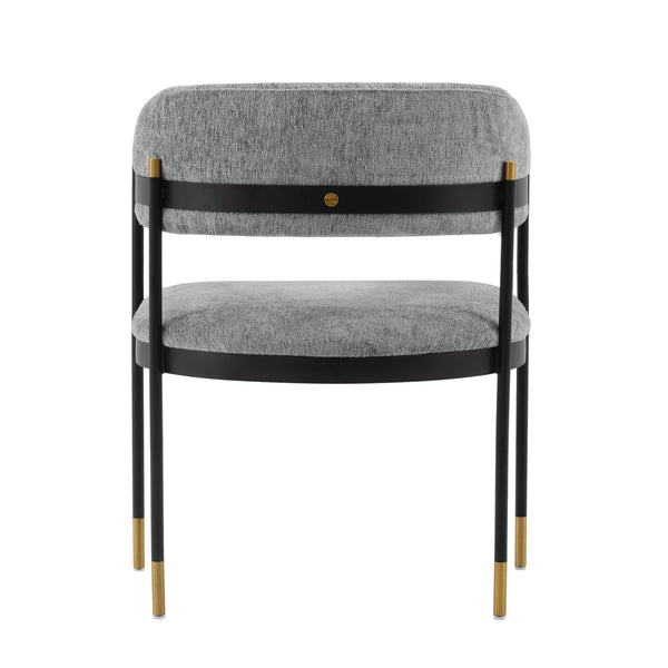 English Elm Lia Metal Chenille Armchair with Brushed Gold Accents, Floating Back Design, Luxurious Comfort Grey B365P397747