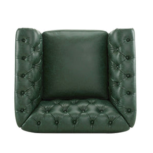 English Elm Christopher Knight Home® - Chesterfield Swivel Club Chair with Deep Button Tufting, Nailhead Trim, 360° Metal Swivel Comfort Green 39.25 L x 33.85 W x 27.85 H N776P195601G