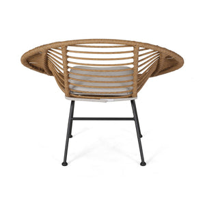 English Elm Engle Outdoor Wicker Lounge Chair Set with Cushions Powder Coated Steel Frame 65039.00LBRN