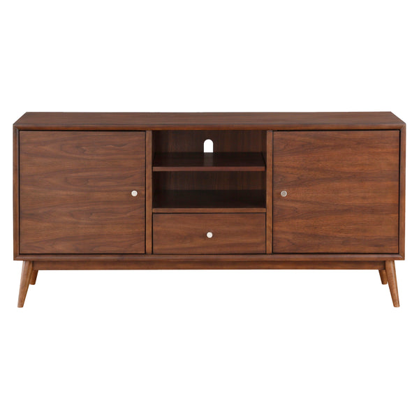 English Elm 1pc 64" TV Stand Brown Finish with Drawers & Adjustable Shelves, Mid-Century Media Console Table B011P289716