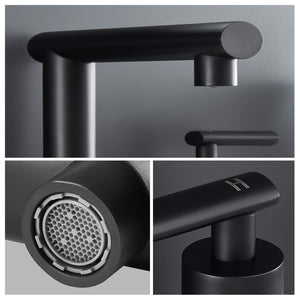 English Elm Matte Black Widespread Bathroom Faucet - Modern Waterfall Design, 2-Handle, Complete Setup Included T3177P277505