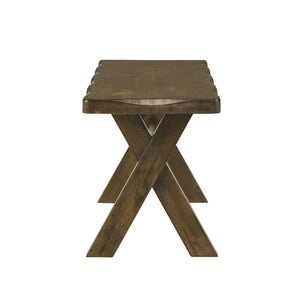 English Elm 47-inch Solid Rubberwood Dining Bench in Knotty Nutmeg Finish, Trestle Base, Contoured Seat for Rustic Charm and Space-Saving Storage B016P369238