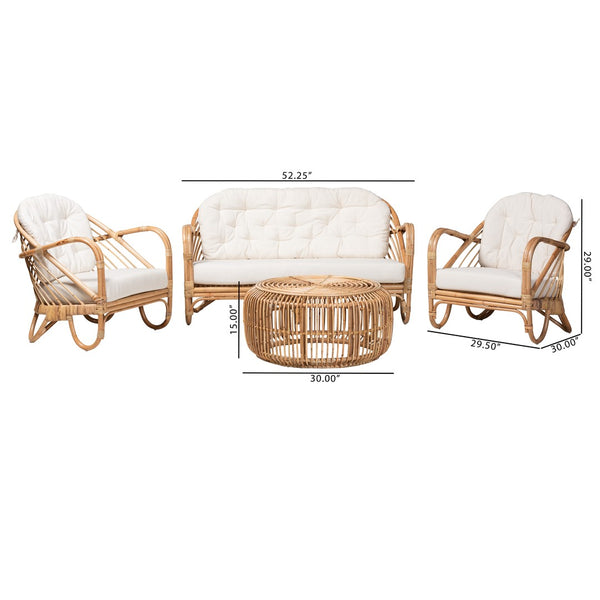 Baxton Studio Baxton Studio Aliane 4-Piece Rattan Living Room Set - Modern Bohemian Comfort & Style Await You! DC8041-Rattan-4PC Living Room Set