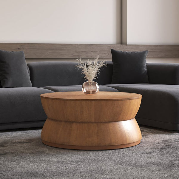 New Pacific Direct Bernie Round Coffee Table - Stunning 36" Drum-style Design In Java Brown, Perfect For Living Rooms! Java Brown  1270008-npd