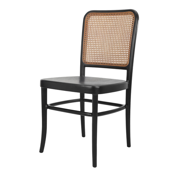 New Pacific Direct Sonora Vintage Rattan Dining Side Chairs - Elegant Bistro Style, Set Of 2 With Solid Wood Seat Black,Natural  1270009-npd