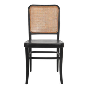 New Pacific Direct Sonora Vintage Rattan Dining Side Chairs - Elegant Bistro Style, Set Of 2 With Solid Wood Seat Black,Natural  1270009-npd
