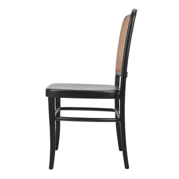 New Pacific Direct Sonora Vintage Rattan Dining Side Chairs - Elegant Bistro Style, Set Of 2 With Solid Wood Seat Black,Natural  1270009-npd