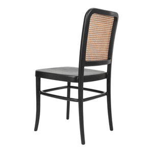 New Pacific Direct Sonora Vintage Rattan Dining Side Chairs - Elegant Bistro Style, Set Of 2 With Solid Wood Seat Black,Natural  1270009-npd