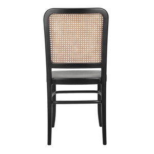 New Pacific Direct Sonora Vintage Rattan Dining Side Chairs - Elegant Bistro Style, Set Of 2 With Solid Wood Seat Black,Natural  1270009-npd