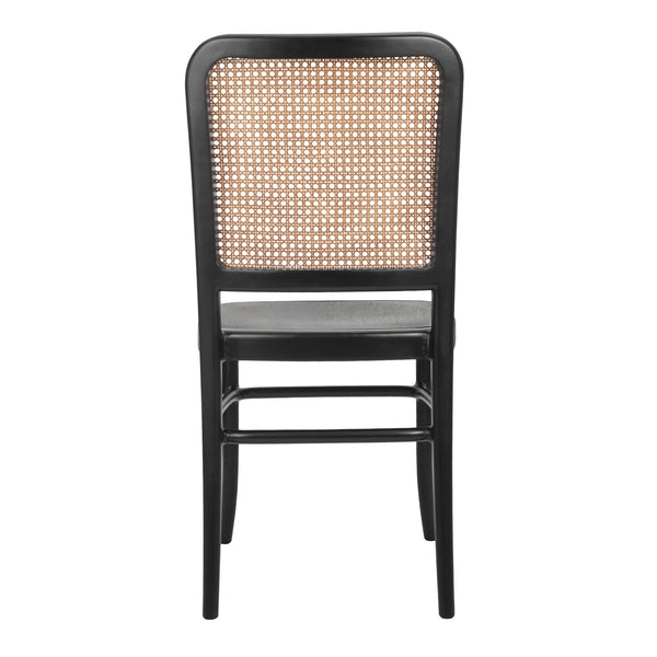 New Pacific Direct Sonora Vintage Rattan Dining Side Chairs - Elegant Bistro Style, Set Of 2 With Solid Wood Seat Black,Natural  1270009-npd