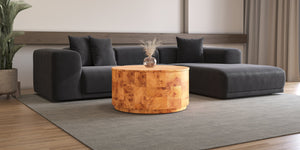 New Pacific Direct Arsenio Burl Wood Round Coffee Table - Unique Patterns, Modern Sophistication For Stylish Living Spaces Golden Brown Burl  1270010-go-npd