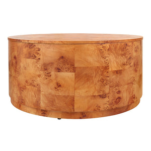 New Pacific Direct Arsenio Burl Wood Round Coffee Table - Unique Patterns, Modern Sophistication For Stylish Living Spaces Golden Brown Burl  1270010-go-npd