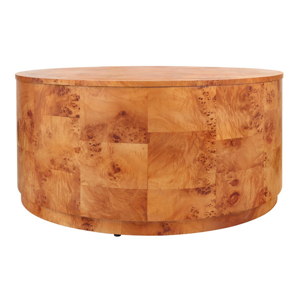 New Pacific Direct Arsenio Burl Wood Round Coffee Table - Unique Patterns, Modern Sophistication For Stylish Living Spaces Golden Brown Burl  1270010-go-npd