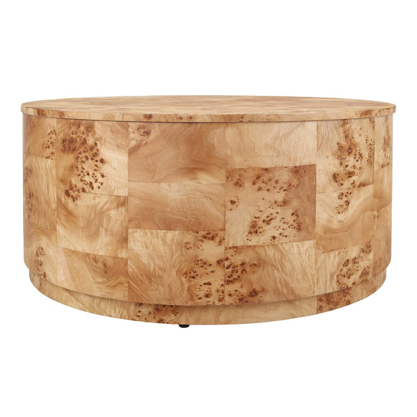 New Pacific Direct Arsenio Burl Wood Round Coffee Table - Unique Patterns, Modern Sophistication For Stylish Living Spaces Natural Burl  1270010-na-npd