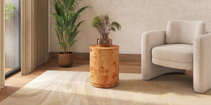 New Pacific Direct Arsenio Burl Wood Round Coffee Table - Unique Patterns, Modern Sophistication For Stylish Living Spaces Golden Brown Burl  1270011-go-npd