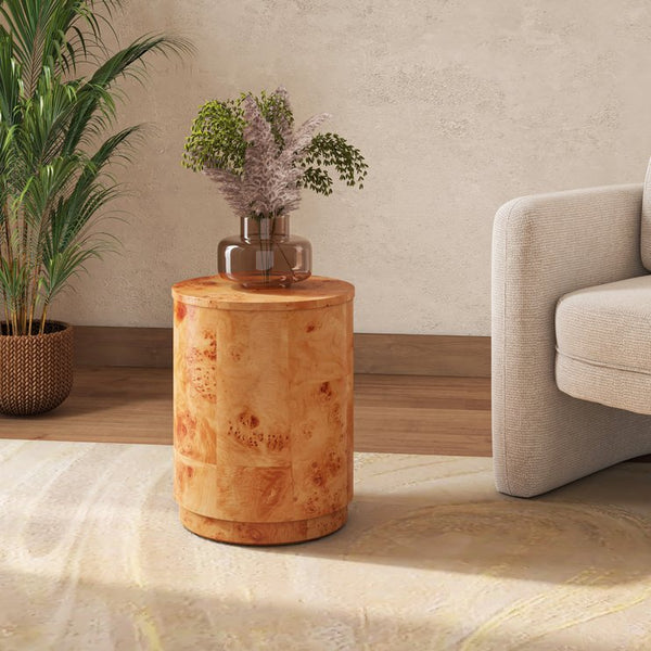 New Pacific Direct Arsenio Burl Wood Round Coffee Table - Unique Patterns, Modern Sophistication For Stylish Living Spaces Golden Brown Burl  1270011-go-npd
