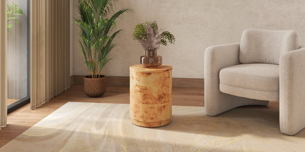 New Pacific Direct Arsenio Burl Wood Round Coffee Table - Unique Patterns, Modern Sophistication For Stylish Living Spaces Natural Burl  1270011-na-npd