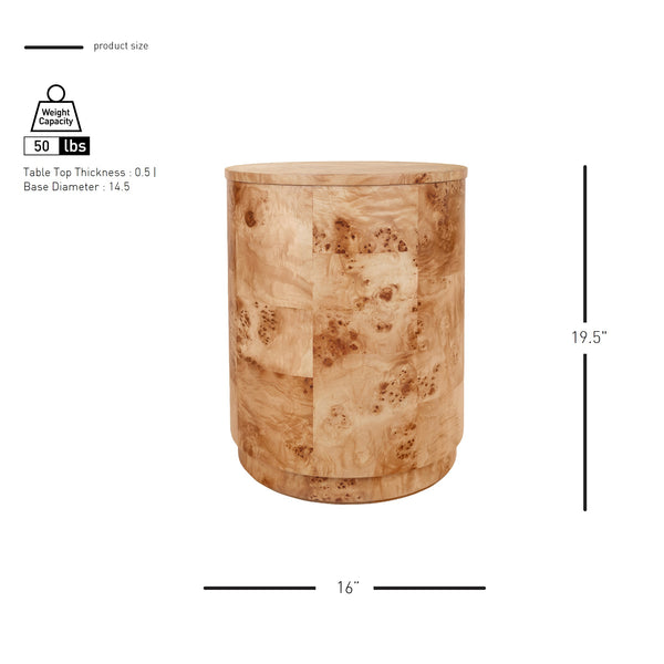 New Pacific Direct Arsenio Burl Wood Round Coffee Table - Unique Patterns, Modern Sophistication For Stylish Living Spaces Natural Burl  1270011-na-npd