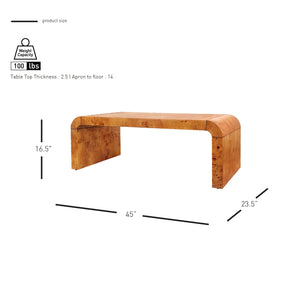 New Pacific Direct Adriel Burl Wood Coffee Table – Stunning Natural Beauty With Unique Patterns For Modern Sophistication Golden Brown Burl  1270012-go-npd