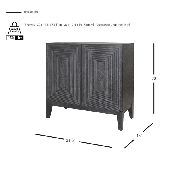 New Pacific Direct Covey Modern 2-door Cabinet With 3d Reeded Pattern, Brushed Black Finish & Ample Storage Space Brushstroke Black  1270013-npd