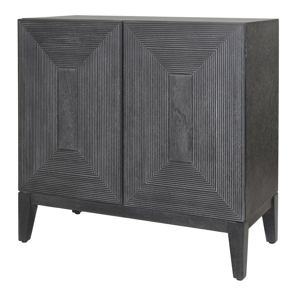 New Pacific Direct Covey Modern 2-door Cabinet With 3d Reeded Pattern, Brushed Black Finish & Ample Storage Space Brushstroke Black  1270013-npd