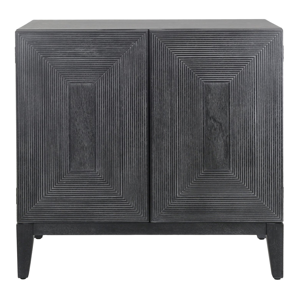 New Pacific Direct Covey Modern 2-door Cabinet With 3d Reeded Pattern, Brushed Black Finish & Ample Storage Space Brushstroke Black  1270013-npd