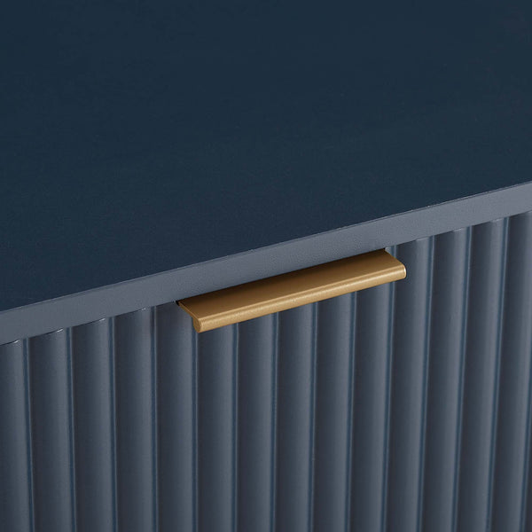 English Elm Dumbo 35" Fluted 3-Drawer Dresser with Gold Metal Legs, Glam Handles, Easy Snap Assembly Dark Blue B365P398119