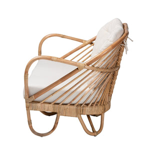Baxton Studio bali Aliane Modern Bohemian Loveseat - Handcrafted Natural Rattan with Plush Cushions for Comfort DC8041-Rattan-LS