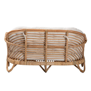 Baxton Studio bali Aliane Modern Bohemian Loveseat - Handcrafted Natural Rattan with Plush Cushions for Comfort DC8041-Rattan-LS