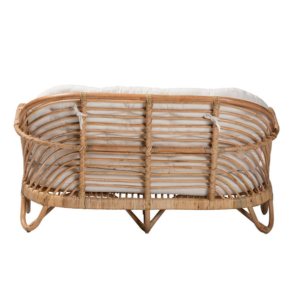Baxton Studio bali Aliane Modern Bohemian Loveseat - Handcrafted Natural Rattan with Plush Cushions for Comfort DC8041-Rattan-LS