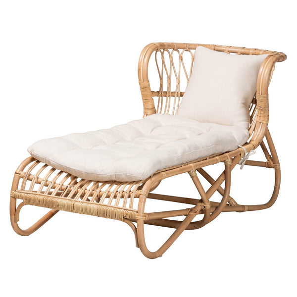 Baxton Studio bali Delara Modern Bohemian Rattan Chaise Lounge - Handcrafted Comfort for Indoor & Outdoor Spaces DC8029-Rattan-Chaise