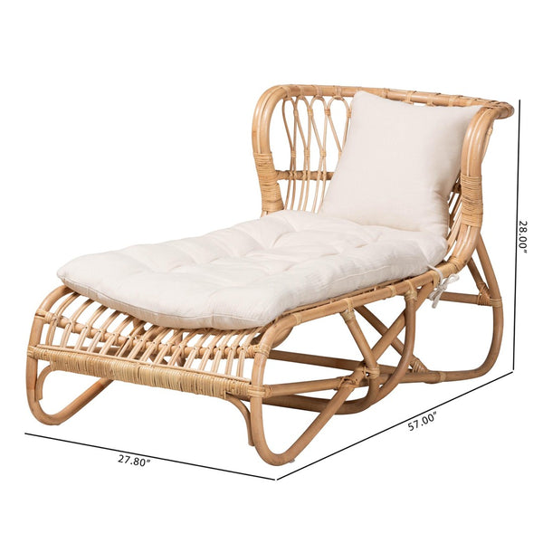 Baxton Studio bali Delara Modern Bohemian Rattan Chaise Lounge - Handcrafted Comfort for Indoor & Outdoor Spaces DC8029-Rattan-Chaise