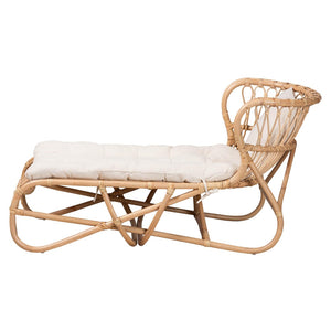Baxton Studio bali Delara Modern Bohemian Rattan Chaise Lounge - Handcrafted Comfort for Indoor & Outdoor Spaces DC8029-Rattan-Chaise