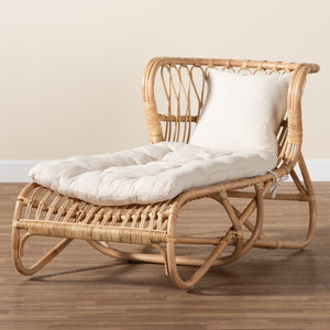 Baxton Studio bali Delara Modern Bohemian Rattan Chaise Lounge - Handcrafted Comfort for Indoor & Outdoor Spaces DC8029-Rattan-Chaise
