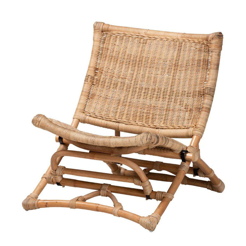 Baxton Studio bali Herrara Modern Bohemian Foldable Lounge Chair - Handcrafted Natural Rattan for Cozy Living Spaces DC8053-Rattan-CC