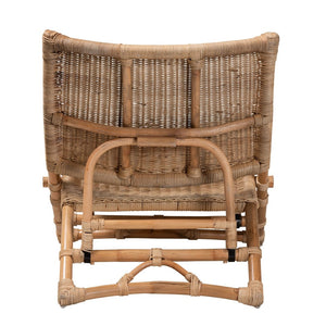 Baxton Studio bali Herrara Modern Bohemian Foldable Lounge Chair - Handcrafted Natural Rattan for Cozy Living Spaces DC8053-Rattan-CC
