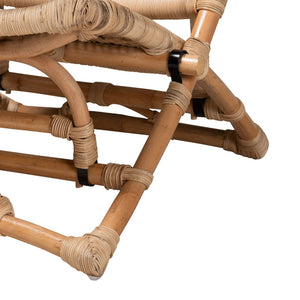 Baxton Studio bali Herrara Modern Bohemian Foldable Lounge Chair - Handcrafted Natural Rattan for Cozy Living Spaces DC8053-Rattan-CC