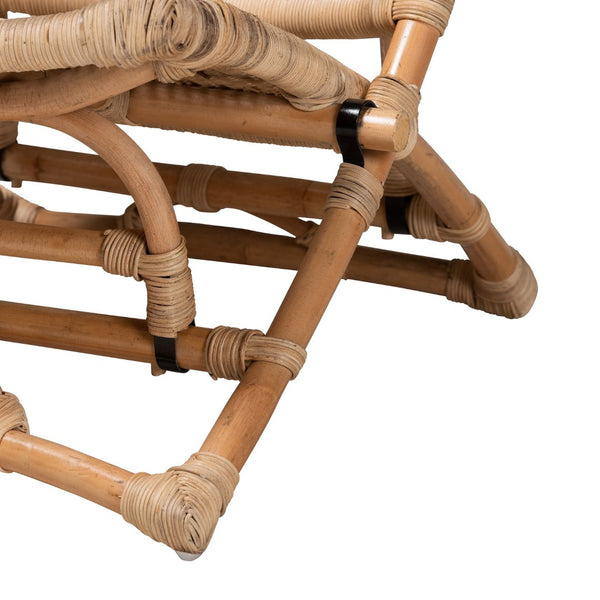 Baxton Studio bali Herrara Modern Bohemian Foldable Lounge Chair - Handcrafted Natural Rattan for Cozy Living Spaces DC8053-Rattan-CC