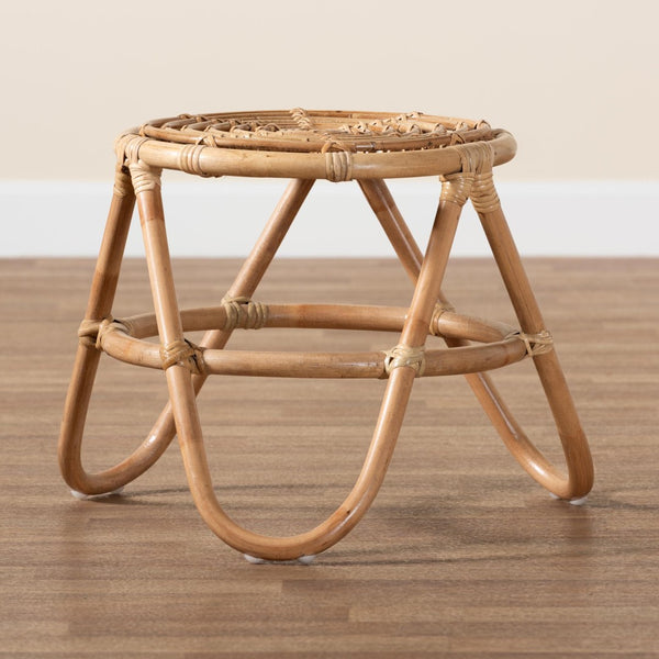 Baxton Studio bali Jacinda Handcrafted Natural Rattan End Table - Modern Bohemian Design for Chic Interiors DC785-Rattan-ET