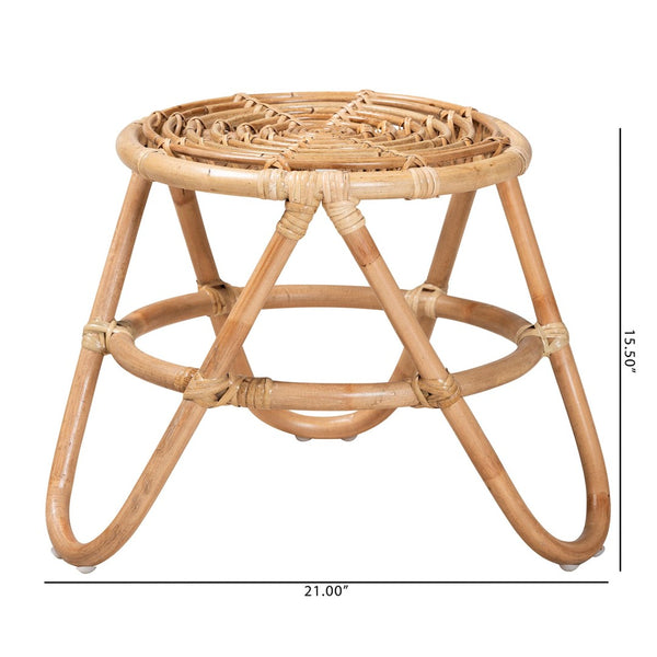 Baxton Studio bali Jacinda Handcrafted Natural Rattan End Table - Modern Bohemian Design for Chic Interiors DC785-Rattan-ET
