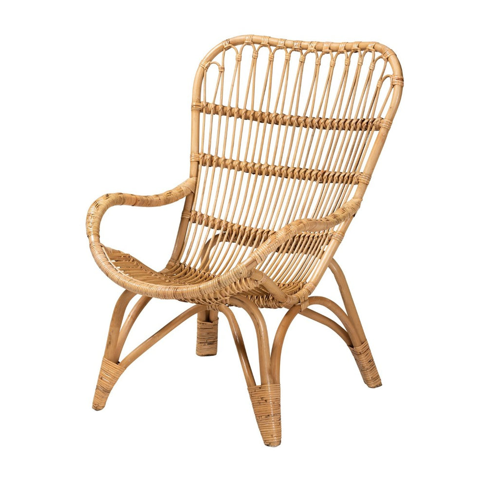 Baxton Studio bali Earvin Modern Bohemian Rattan Armchair - Handcrafted, Ergonomic Design for Stylish Living Spaces DC8005-Rattan-CC