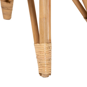 Baxton Studio bali Earvin Modern Bohemian Rattan Footstool - Handcrafted Natural Accent for Stylish Living Spaces DC8005-Rattan-Footstool