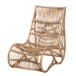 Baxton Studio bali Genera Handcrafted Modern Bohemian Natural Rattan Lounge Chair for Cozy Indoor & Outdoor Spaces DC512-Rattan-CC
