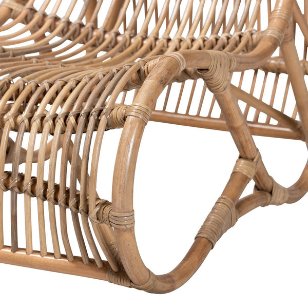 Baxton Studio bali Genera Handcrafted Modern Bohemian Natural Rattan Lounge Chair for Cozy Indoor & Outdoor Spaces DC512-Rattan-CC